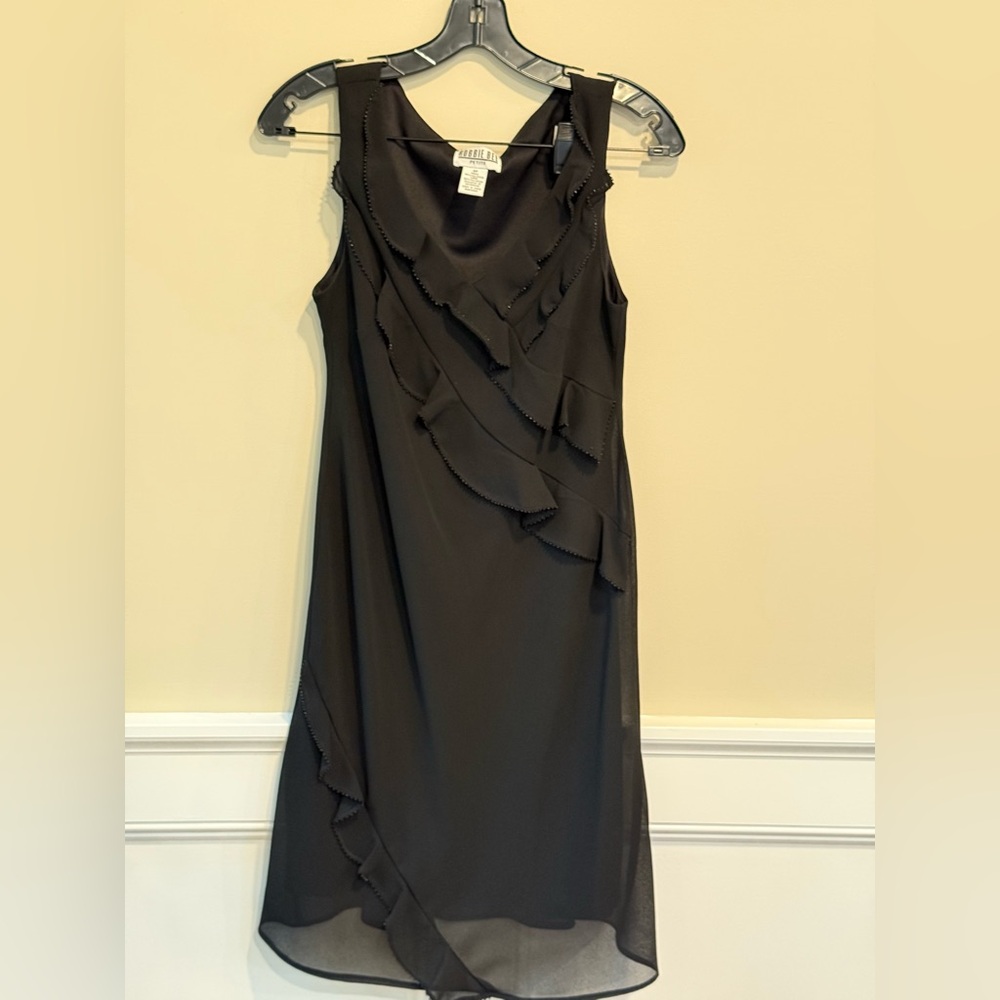 Vintage 90s Robbie Bee Black Ruffle Midi Dress